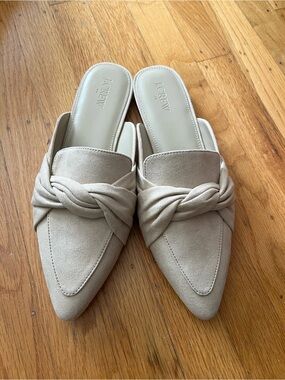 J. Crew Beige Suede Knotted Pointed-Toe Mules